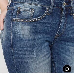 KanCan Blue Skinny Jeans with Distressed Wash